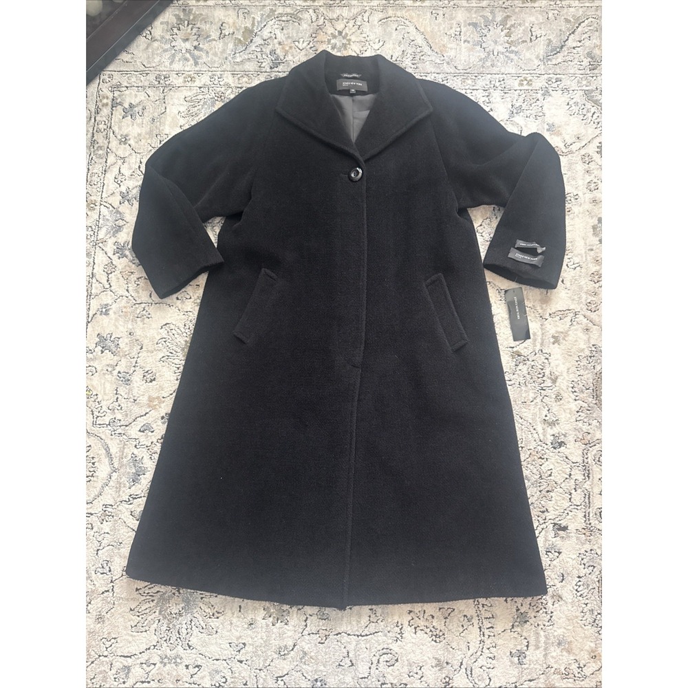 NWT Jones New York Black Alpaca Wool Full Length Coat sz 16P